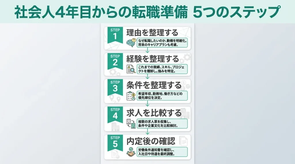 入社4年目で転職するための5つの準備ステップ