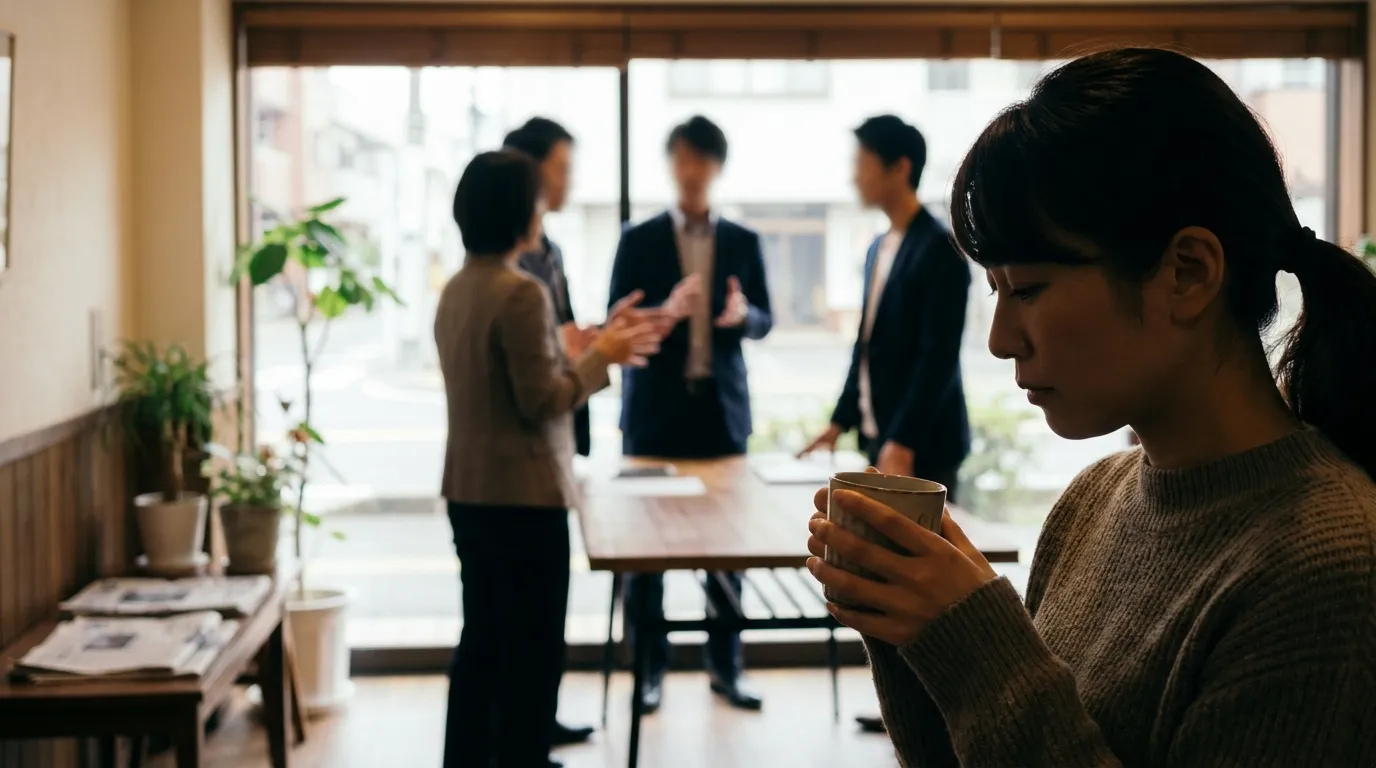 噂話の会話から少し距離を置こうとする人