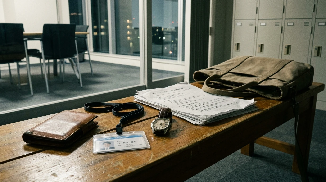 出世コースから外れた50代会社員の節目を連想させる社員証や名刺入れ
