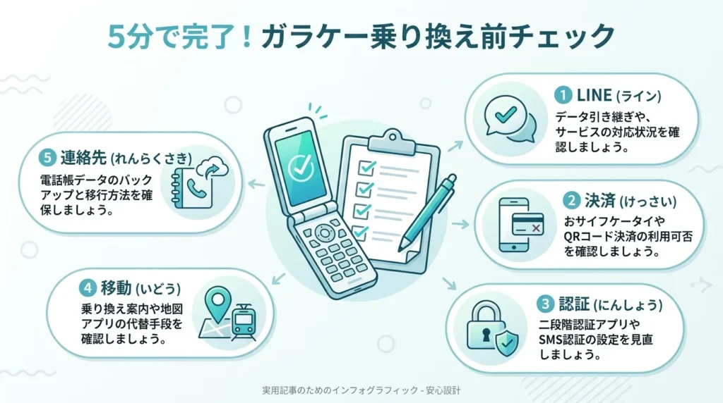 スマホの便利さとガラホのシンプルさを比較するイメージ