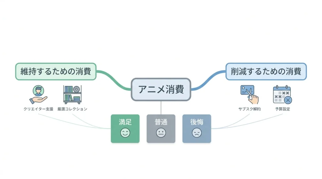 アニメ支出を残す支出と減らす支出に分ける図解