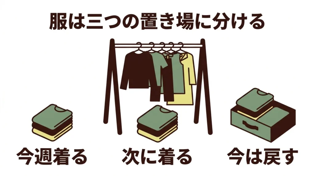 服を今週着る次に着る今は戻すに分ける図解