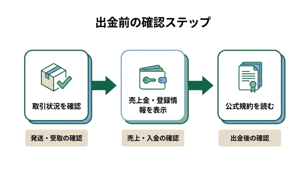 フリマアプリ退会前に取引、売上や登録情報、公式条件を確認する流れ