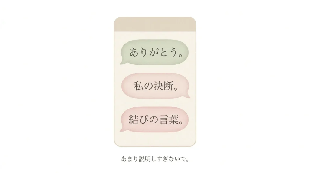相手を傷つけにくいメッセージの断り文を三要素で示した図解