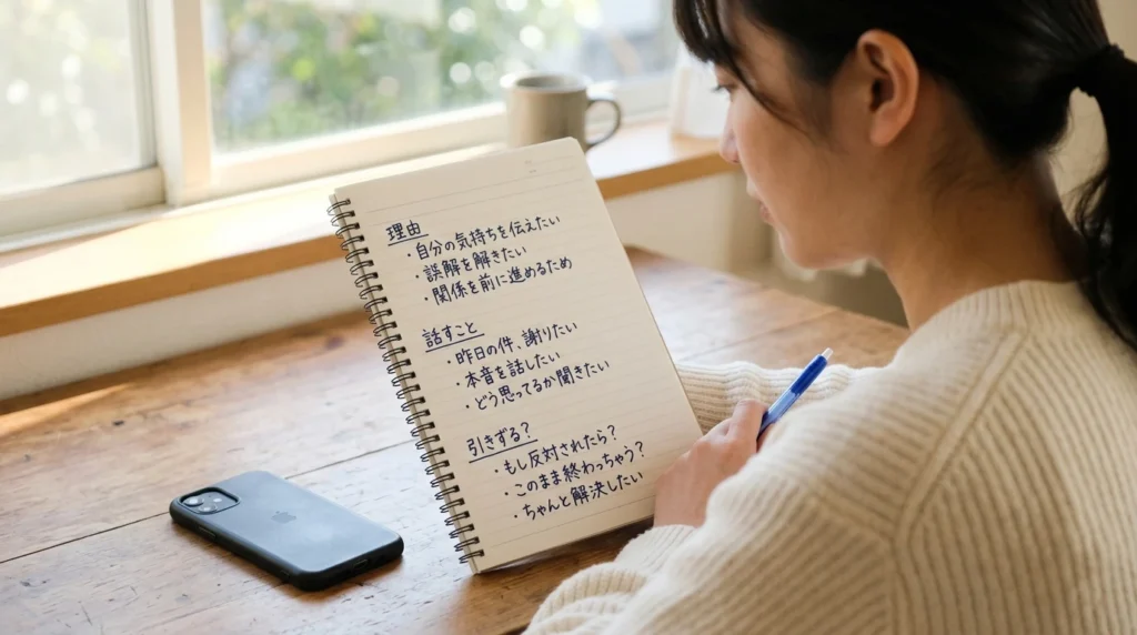 メッセージをやめる前に理由や伝えることを書き出すメモ