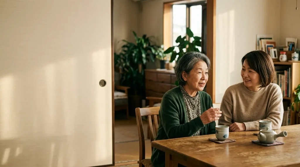離れて暮らす母に電話でお正月の希望を聞く成人した子ども